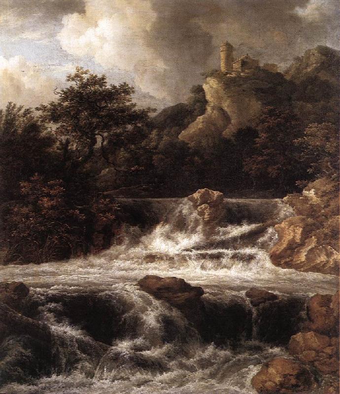 RUISDAEL, Jacob Isaackszon van Waterfall with Castle Built on the Rock af France oil painting art
